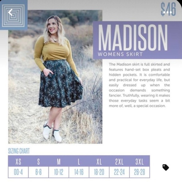 LuLaRoe Madison Skirt w Pockets - Picture 5 of 10